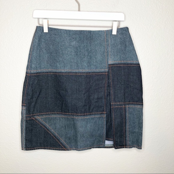 Anthropologie Lili’s Closet Patchwork Denim Skirt - Picture 2 of 6